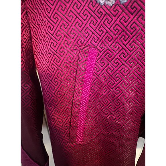 Vintage Hui Ying Asian Mandarin Satin Brocade Embroidered Jacket L - Picture 5 of 11